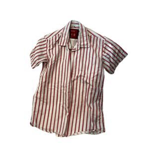 Huge Man Pink White Striped Short Sleeve Shirt Mens Lar